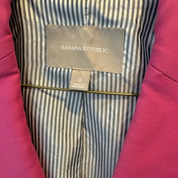 Barbiecore Banana Republic Pink Blazer Gold Button Cotton preppy coquette 0 - Picture 2 of 7